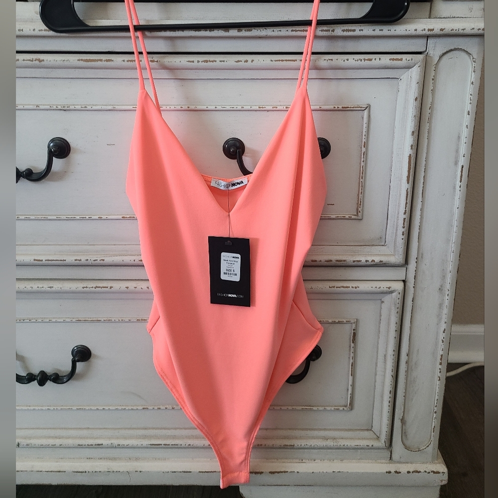 Womens Neon coral bodysuit